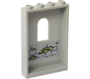 LEGO Medium Stone Gray Panel 1 x 4 x 5 with Window with Brick Wall Pattern and Holes with Eyes Sticker (60808)