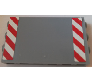 LEGO Medium Stone Gray Panel 1 x 6 x 3 with Side Studs with Danger Stripes Sticker (98280)