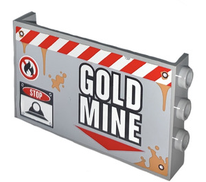 LEGO Medium Stone Gray Panel 1 x 6 x 3 with Side Studs with 'GOLD MINE' Sticker (98280)