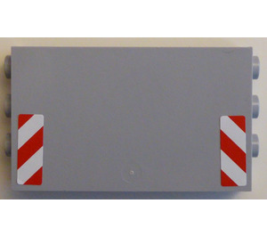 LEGO Medium Stone Gray Panel 1 x 6 x 3 with Side Studs with Red and White Danger Stripes (Red Corners) Sticker (98280)