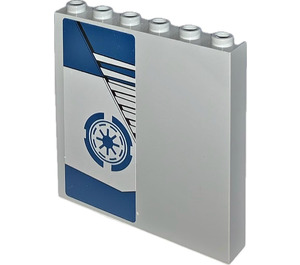 LEGO Gris pierre moyen Panneau 1 x 6 x 5 avec Dark Bleu Republic logo sur La gauche Côté Autocollant (59349)