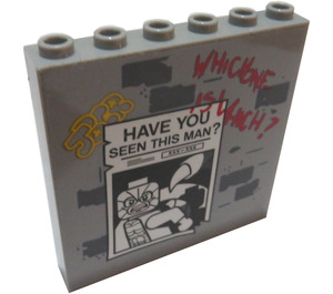 LEGO Medium Steengrijs Paneel 1 x 6 x 5 met 'Have You Seen This Man?' Sticker (59349)