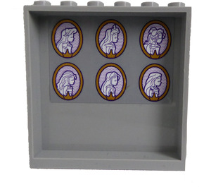 LEGO Medium Stone Gray Panel 1 x 6 x 5 with Six Portraits in Gilded Frames - 1 Sticker (59349)