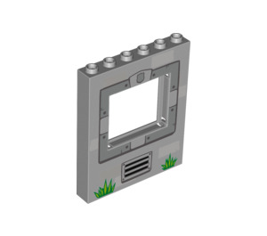 LEGO Medium Stengrå Panel 1 x 6 x 6 med Fönster Skära ut med Grill (15627 / 16393)