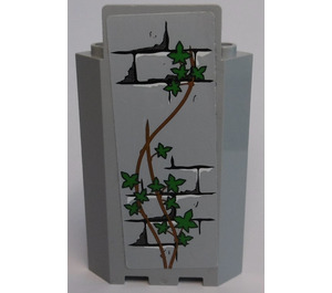 LEGO Medium Stone Gray Panel 3 x 3 x 6 Corner Wall with Bricks, Ivy Trunks and 14 Leaves Sticker without Bottom Indentations (87421)