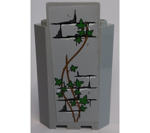 LEGO Medium steengrijs Paneel 3 x 3 x 6 Hoek Muur met Bricks, Ivy Trunks en 14 Bladeren Sticker zonder inkepingen aan de onderzijde (87421)