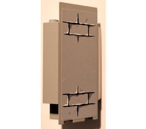 LEGO Mittleres Steingrau Panel 3 x 3 x 6 Ecke Mauer mit Part Bricks Aufkleber mit unteren Einkerbungen (2345)