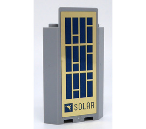 LEGO Medium Stone Gray Panel 3 x 3 x 6 Corner Wall with Solar Panel and 'SOLAR' Sticker without Bottom Indentations (87421)