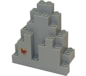 LEGO Gris pierre moyen Panneau 3 x 8 x 7 Osciller Triangulaire avec Magenta Butterfly Autocollant (6083)