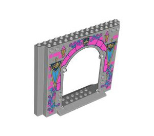 LEGO Medium Stone Gray Panel 4 x 16 x 10 with Gate Hole with Pink (15626 / 101815)