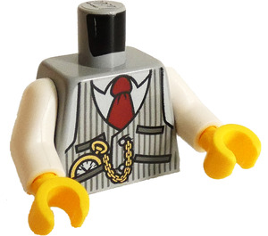 LEGO Medium Stone Gray Pinstriped Vest Torso with Red Tie and Pocketwatch (973 / 76382)