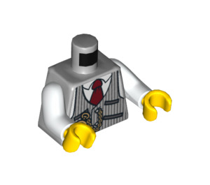 LEGO Mittleres Steingrau Pinstriped Vest Torso mit rot Tie und Pocketwatch (973 / 76382)