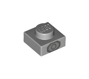 LEGO Medium Stone Gray Plate 1 x 1 with Octagon and circle in dark grey (3024 / 42803)