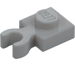 LEGO Medium Stone Gray Plate 1 x 1 with Vertical Clip (Thick Open 'O' Clip) (44860 / 60897)