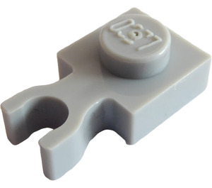 LEGO Medium Stone Gray Plate 1 x 1 with Vertical Clip (Thin 'U' Clip) (4085 / 60897)