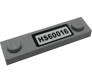LEGO Medium Stone Gray Plate 1 x 4 with Two Studs with "HS60016" Sticker without Groove (92593)