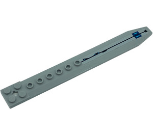 LEGO Medium Stone Gray Plate 2 x 16 Rotor Blade with Axle Hole with Black Line, Blue Elements (left) Sticker (62743)