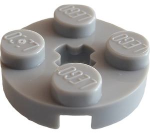 LEGO Gris pierre moyen assiette 2 x 2 Rond avec Essieu Trou (avec trou d'axe '+') (4032)
