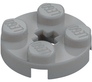 LEGO Medium steengrijs Plaat 2 x 2 Rond met As gat (met 'X'-vormig asgat) (4032)