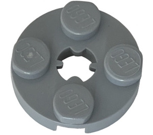 LEGO Medium Stone Gray Plate 2 x 2 Round with Axle Hole (with 'X' Axle Hole) (4032)