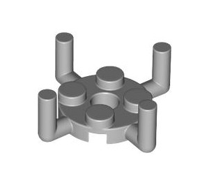 LEGO Mittleres Steingrau Platte 2 x 2 Runden mit Vier Vertikale Bars (65738 / 98284)