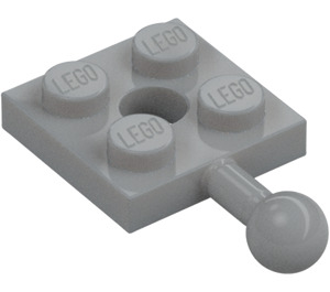 LEGO Mittleres Steingrau Platte 2 x 2 mit Kugelgelenk und Loch in Platte (3768 / 15456)