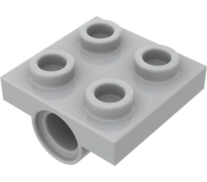 LEGO Medium Steengrijs Plaat 2 x 2 met Gat met dwarssteunen aan de onderzijde (10247)
