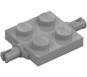 LEGO Medium Stone Gray Plate 2 x 2 with Two Wheel Holders (4600 / 67687)