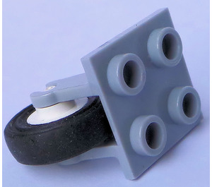 LEGO Medium Stone Gray Plate 2 x 2 with Wheel Holder and White Wheel