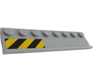 LEGO Medium Stone Gray Plate 2 x 8 with Door Rail with Black and Yellow Danger Stripes on Left Side Sticker (30586)