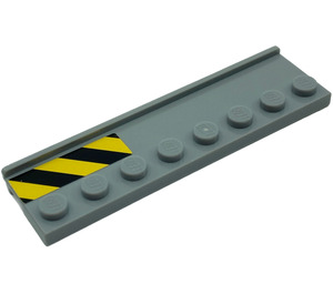 LEGO Medium Stone Gray Plate 2 x 8 with Door Rail with Black and Yellow Danger Stripes on Right Side Sticker (30586)