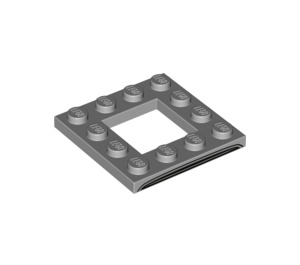 LEGO Medium Steengrijs Plaat 4 x 4 met 2 x 2 Open Midden met Lines (64799 / 100674)