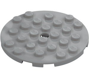 LEGO Medium Stone Gray Plate 6 x 6 Round with Pin Hole (11213)