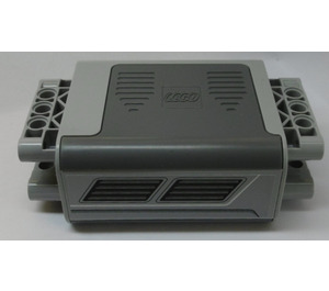 LEGO Medium Stone Gray Power Functions Battery Box with Beam Connectors with Black Grille Sticker (16511)