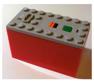 LEGO Medium Stengrå Power Functions Batteri Låda med Röd Botten (Non-Rechargeable) (87513)