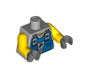 LEGO Medium Steengrijs Power Miner Torso met Blauw Overall Bib (973 / 76382)