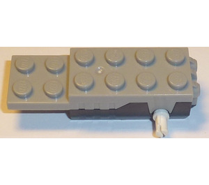LEGO Medium Steengrijs Pullback Motor 6 x 2 x 1.3 met Wit Shafts en Zwart Basis