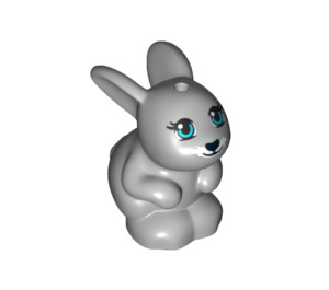 LEGO Gris Pierre Moyen lapin avec Noir Nez et Yeux turquoises (12883)