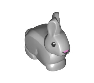 LEGO Gris Pierre Moyen lapin avec Rose Nez et Noir Rond Yeux (33026 / 49584)