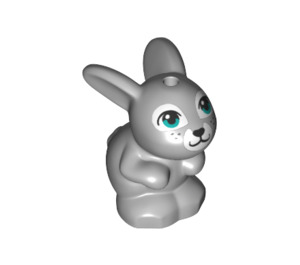 LEGO Medium Stone Gray Rabbit with Turquoise Eyes and White Patches (75518)