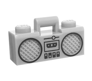 LEGO Medium Steengrijs Radio met Zwart Trim en Cassette (25202 / 93221)