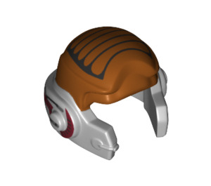 LEGO Medium Stone Gray Rebel Helmet with Dark Orange Top (17973)