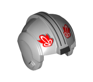 LEGO Medium Stone Gray Rebel Pilot Helmet with Skyhopper Red and White ...