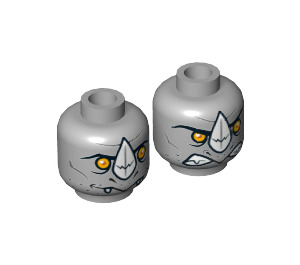 LEGO Medium Stone Gray Rogon Minifigure Rhino Head (Recessed Solid Stud) (3626 / 15708)