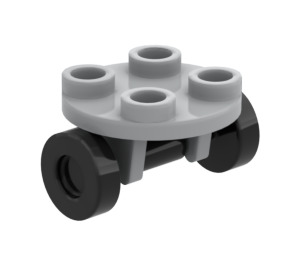 LEGO Medium Stengrå Round Plate 2 x 2 with Black Wheels