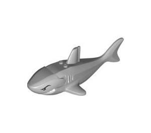 LEGO Medium stengrå Shark 8 x 16 with White Teeth and Gills and Black Eyes (62606)