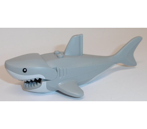 LEGO Mittleres Steingrau Shark 8 x 16 with White Teeth and Gills and Black Round Eyes