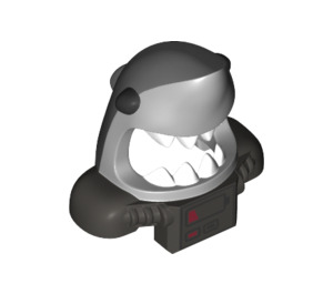 LEGO Mittleres Steingrau Hai Kopf Helm mit Schulter Pads und Vorderseite Panel (34120)