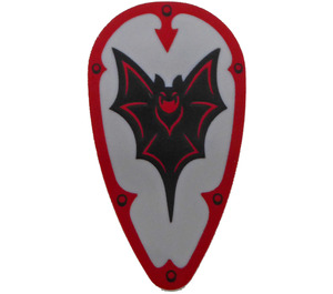 LEGO Medium Stone Gray Shield - Long with Bat and Red Border (2586 / 105607)