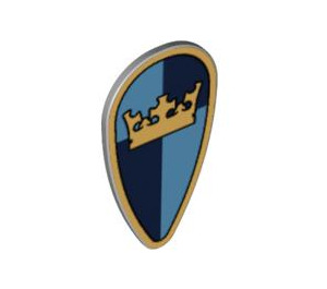 LEGO Medium Stone Gray Shield - Long with Gold Crown on Blue Quarters (2586 / 59592)